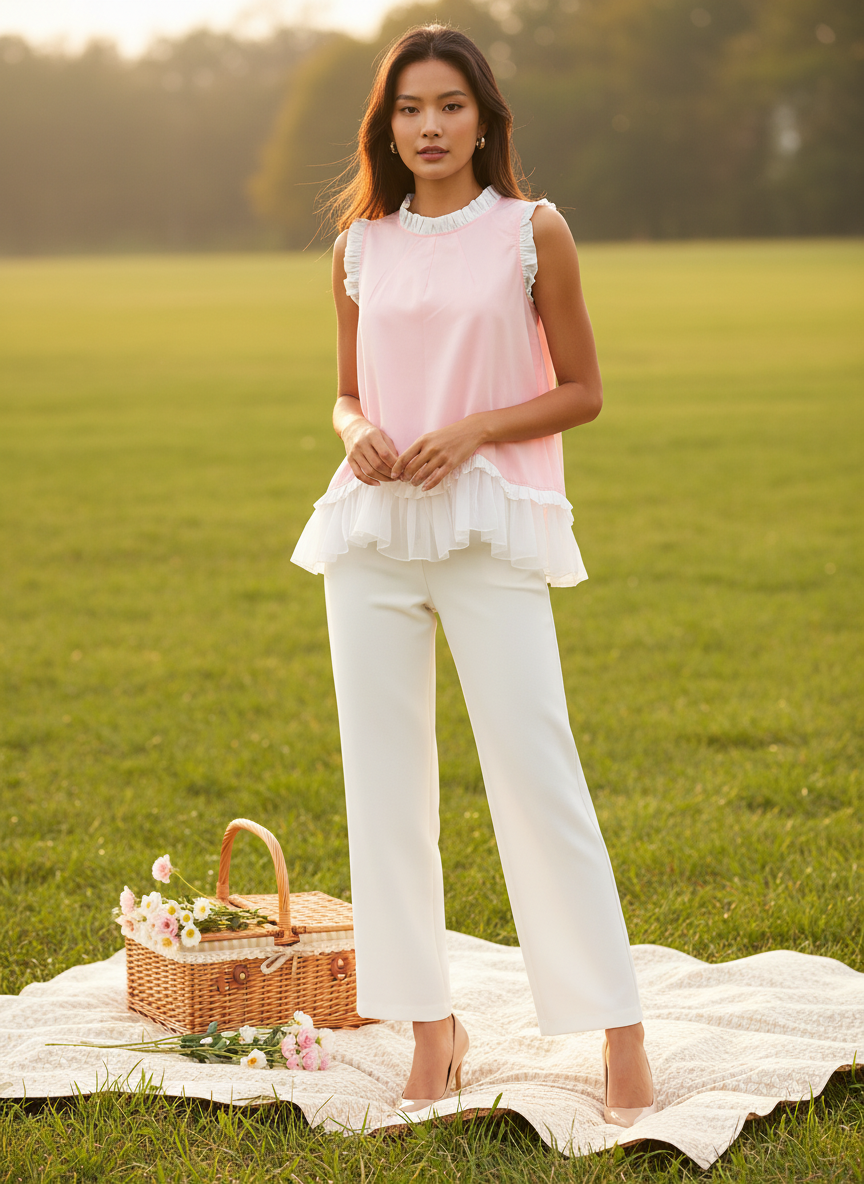 BLUSH FRILL TOP